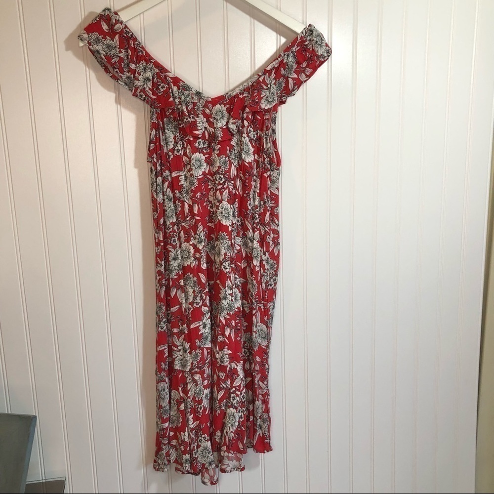 American Eagle Red Floral Sundress Sz S